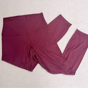 Burgundy Red Lululemon 7/8 Yoga Leggings Tights Activewear Running 4